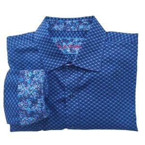 Robert Grahm Men's Long Sleeve Button Up Shirt Blue Size XL